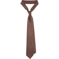 Krawat Brązowy w Kwiatki. Pomarańczowe krawaty męskie LANCERTO, w kwiaty, z tkaniny, eleganckie. Za 79,90 zł.