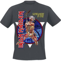 Iron Maiden Somewhere In Time T-Shirt ciemnoszary. Szare koszulki męskie marki Iron Maiden, l, bez wzorów, bez kołnierzyka. Za 74,90 zł.
