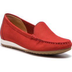 Mokasyny CAPRICE - 9-24211-22 Red Nubuc 544. Czerwone mokasyny damskie Caprice, ze skóry, na płaskiej podeszwie. W wyprzedaży za 189,00 zł.