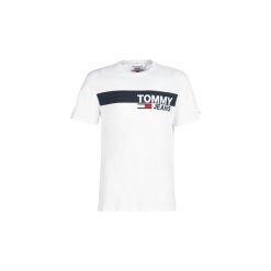 T-shirty z krótkim rękawem Tommy Jeans TJM ESSENTIAL. Białe t-shirty męskie Tommy Jeans, xl, bez wzorów, z jeansu, bez kołnierzyka, krótkie. Za 129,00 zł.