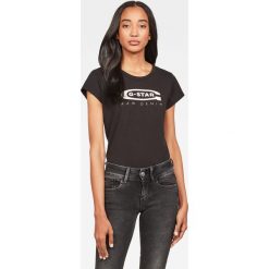 G-Star Raw - Top. Czarne bluzki damskie G-Star RAW, s, z nadrukiem, z bawełny, z okrągłym kołnierzem. W wyprzedaży za 99,90 zł.