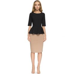 Voleta bluzka z falbanką - czarna. Czarne bluzki damskie Stylove, s, bez wzorów, z elastanu, wizytowe, z falbankami, bez rękawów. Za 99,00 zł.