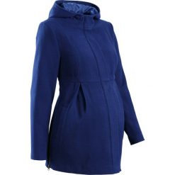 Płaszcz ciążowy z kapturem, z regulacją obwodu bonprix kobaltowy. Niebieskie kurtki damskie bonprix, na jesień, bez wzorów, z kapturem. Za 124,99 zł.