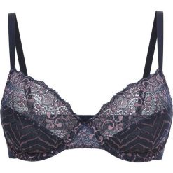 Biustonosz bonprix ciemnoniebiesko-jasnoróżowy. Niebieskie biustonosze bardotka bonprix, w koronkowe wzory, z koronki. Za 54,99 zł.
