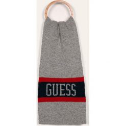 Guess Jeans - Szalik. Szare szaliki męskie Guess Jeans, z aplikacjami, z wełny. W wyprzedaży za 119,90 zł.