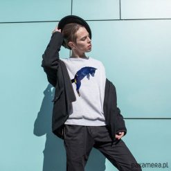 Bluzy męskie: Lis diamenty Męska Bluza Raglan Szara