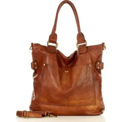 MARCO MAZZINI Torebka skórzana vintage shopper z dwoma kieszeniami pelle lavata brąz migdałowy. Torby damskie na zakupy MAZZINI, w paski, ze skóry, vintage. W wyprzedaży za 499,00 zł.