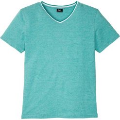 T-shirt z dekoltem w serek bonprix szmaragdowy. Zielone t-shirty męskie bonprix, s, w paski, z dekoltem w serek. Za 37,99 zł.