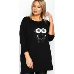 Bluzki damskie: Czarna Bluzka Owlet