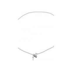 Bransoletki damskie na nogę: Srebrny choker/bransoletka z krzyżem