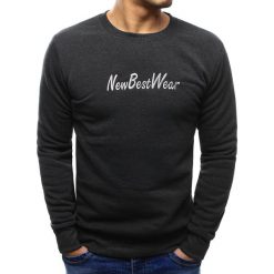 Bluzy męskie: Bluza męska z napisem antracytowa (bx3438)