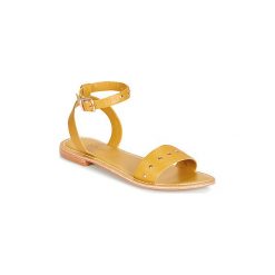 Sandały Vero Moda LOUISA LEATHER. Żółte sandały damskie Vero Moda, bez wzorów, bez obcasa, bez zapięcia. W wyprzedaży za 143,20 zł.