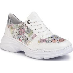 Sneakersy RIEKER - 57025-80 Weiss Kombi. Białe półbuty damskie Rieker, z zamszu. W wyprzedaży za 219,00 zł.