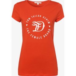 Tom Tailor Denim - T-shirt damski, czerwony. Czerwone t-shirty damskie TOM TAILOR DENIM, s, bez wzorów, z bawełny, bez kołnierzyka. Za 49,95 zł.