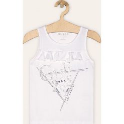 Guess Jeans - Top dziecięcy 118-175 cm. Niebieskie bluzki dziewczęce Guess Jeans, z aplikacjami, z elastanu, z okrągłym kołnierzem, bez rękawów, bez kaptura. Za 99,90 zł.