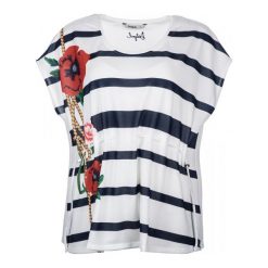 Desigual T-Shirt Damski M Biały. Białe t-shirty damskie marki Desigual, m, z okrągłym kołnierzem. W wyprzedaży za 189,00 zł.