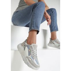 Srebrne Sneakersy Briony. Szare sneakersy damskie Renee, z jeansu. Za 109,99 zł.