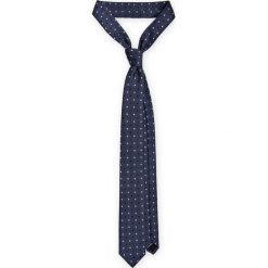 Krawat Granatowy w Kropki. Niebieskie krawaty męskie marki LANCERTO, w kropki, z tkaniny, eleganckie. Za 79,90 zł.