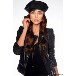 Beret z guziczkami LGK104 - czarny. Czarne berety damskie Pakamera, bez wzorów. Za 100,00 zł.