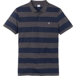 Shirt polo z małym haftem, krótki rękaw bonprix antracytowy melanż - ciemnoniebieski w paski. Szare koszulki męskie bonprix, s, w paski, z krótkim rękawem. Za 37,99 zł.
