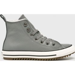 Converse - Trampki. Szare trampki i tenisówki damskie marki Converse, ze skóry, na sznurówki. W wyprzedaży za 299,90 zł.