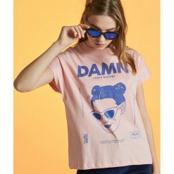 Koszulka z nadrukiem - Kremowy. Białe t-shirty damskie marki Cropp, s, z nadrukiem. Za 39,99 zł.