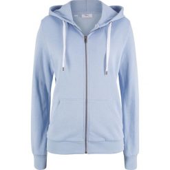 Bluza rozpinana bonprix perłowy niebieski. Niebieskie bluzy damskie marki bonprix, bez wzorów, bez rękawów, bez kaptura. Za 74,99 zł.