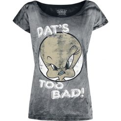 Looney Tunes Tweety - Dat's Too Bad! Koszulka damska szary. Szare t-shirty damskie marki Looney Tunes, s, z nadrukiem, z dekoltem w łódkę. Za 99,90 zł.
