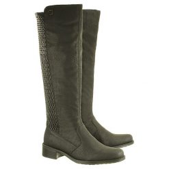 RIEKER Z7354-00 black, kozaki damskie. Czarne kozaki damskie Rieker, bez obcasa, na obcasie, na zamek. W wyprzedaży za 296,90 zł.