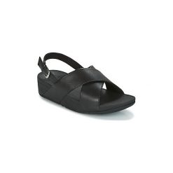 Sandały FitFlop LULU CROSS BACK-STRAP SANDALS - LEATHER. Czarne sandały damskie FitFlop, bez wzorów, bez obcasa, bez zapięcia. Za 349,00 zł.