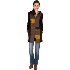 Bluzy rozpinane damskie: Bluza w kolorze czarno-jasnobrązowo-żółtym