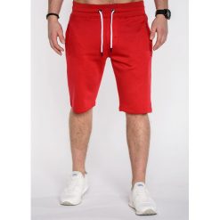 KRÓTKIE SPODENKI MĘSKIE DRESOWE P512 - CZERWONE. Czerwone spodenki dresowe męskie marki Ombre Clothing, m, krótkie. Za 39,20 zł.