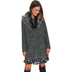 Płaszcz z kołnierzem ze sztucznego futra. Szare płaszcze damskie Top Secret, na zimę, bez wzorów, z tkaniny, eleganckie. W wyprzedaży za 179,99 zł.