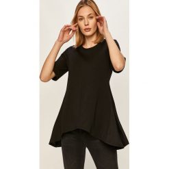 Answear - T-shirt. Czarne bluzki damskie ANSWEAR, s, bez wzorów, z bawełny, casualowe, z okrągłym kołnierzem. W wyprzedaży za 49,90 zł.