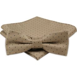Modna Mucha Męska - Alties - Beż w Drobny Groszek MUALTS0280. Muszki męskie Alties, na imprezę, w paski, eleganckie. Za 40,00 zł.