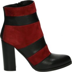 Botki - 035 NERO-PORP. Czerwone botki damskie skórzane Venezia. Za 499,00 zł.
