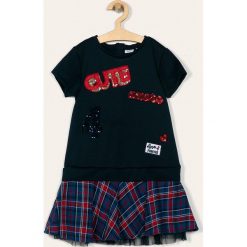 Blukids - Sukienka dziecięca 98-134 cm. Niebieskie sukienki dziewczęce Blukids, z aplikacjami, z elastanu, casualowe, z krótkim rękawem, krótkie, mini, rozkloszowane. Za 89,90 zł.