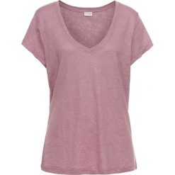 Shirt lniany bonprix matowy fioletowy. Koszulki damskie bonprix. Za 74,99 zł.