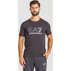 T-SHIRT EA7 EMPORIO ARMANI. Szare t-shirty męskie m, z nadrukiem, z elastanu, z okrągłym kołnierzem. Za 191,40 zł.