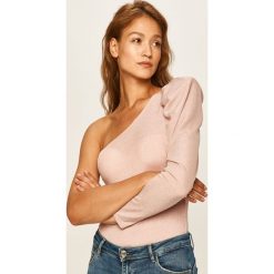 Guess Jeans - Bluzka. Szare bluzki damskie Guess Jeans, s, z aplikacjami, z jeansu, casualowe, bez kołnierzyka, z długim rękawem. Za 399,90 zł.