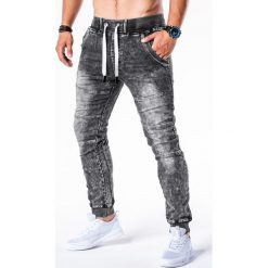 SPODNIE MĘSKIE JEANSOWE JOGGERY P551 - GRAFITOWE. Szare joggery męskie marki Ombre Clothing, s, z elastanu. Za 99,00 zł.