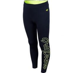Legginsy sportowe dziewczęce (122-164) JLEG403 - granat. Czarne legginsy dziewczęce 4F JUNIOR, bez wzorów, z dzianiny, sportowe. Za 69,99 zł.