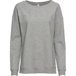 Bluza z ażurową koronką bonprix jasnoszary melanż. Szare bluzy damskie bonprix, w koronkowe wzory, z koronki, bez rękawów, bez kaptura. Za 44,99 zł.