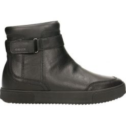 Botki GEOX D BLOMIEE. Czarne botki damskie marki Geox, z tworzywa sztucznego, bez obcasa, bez zapięcia. Za 129,90 zł.