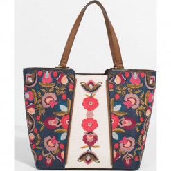 Parfois - Torebka. Szare shopper bag damskie Parfois, z haftami, z materiału, do ręki, duże, z haftem. Za 139,90 zł.