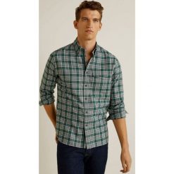 Mango Man - Koszula Alfonso. Zielone koszule męskie marki Mango Man, s, w kratkę, z bawełny, casualowe, button down, z długim rękawem. W wyprzedaży za 89,90 zł.