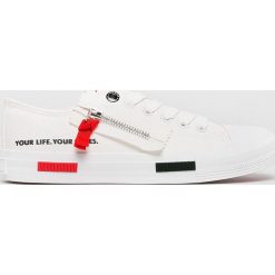 Big Star - Tenisówki. Białe trampki i tenisówki damskie BIG STAR, bez wzorów, z gumy, na sznurówki. W wyprzedaży za 69,90 zł.
