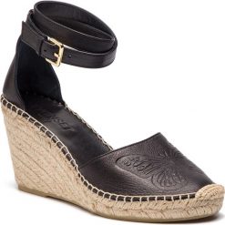 Espadryle TWINSET - Sandalo 191TCT058 Nero 0006. Czarne espadryle damskie marki Twinset, bez wzorów, ze skóry, bez obcasa, na obcasie. Za 789,00 zł.