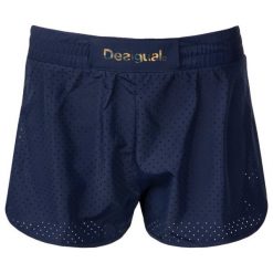 Szorty sportowe Desigual Biopatching 19SOPK02. Niebieskie spodenki sportowe damskie Desigual, m, bez wzorów, z poliesteru, sportowe. W wyprzedaży za 129,00 zł.