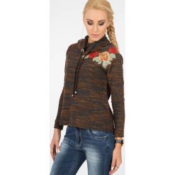 Bluzy damskie: Pomarańczowa Bluza z Haftem BB20649